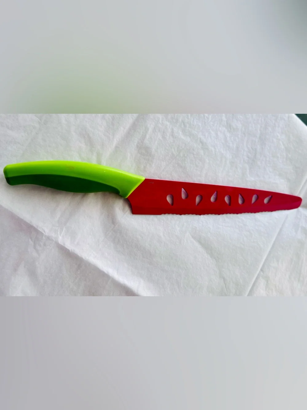 🍉 WATERMELON KNIFE 🍉Red Blade Green Handle Serrated Kitchen Knife - Home Cutlery